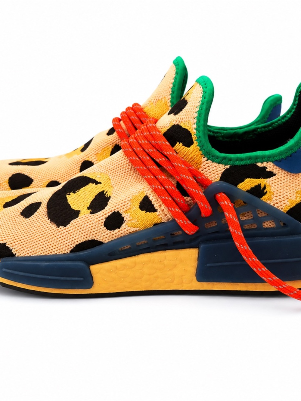 adidas Kids Yellow Leopard-Print Sneakers with Orange Laces